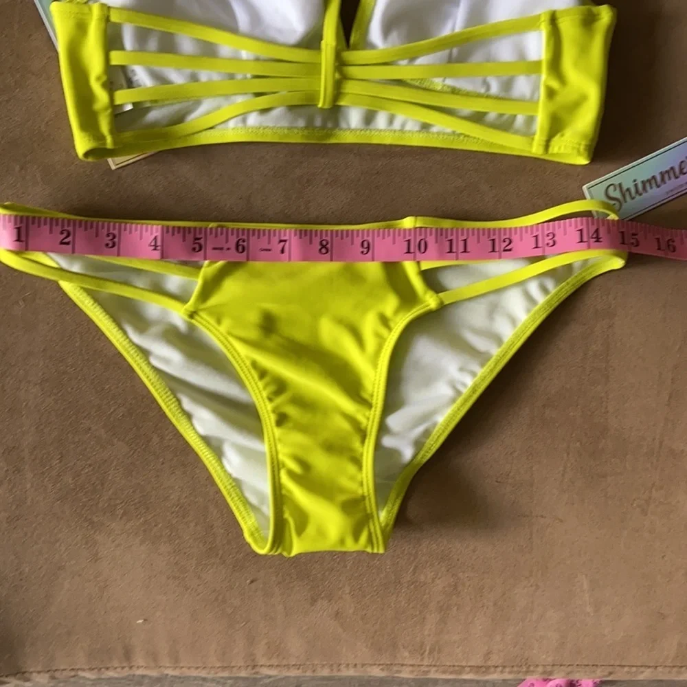 SHIMMER BAY Neon Yellow Bikini size medium